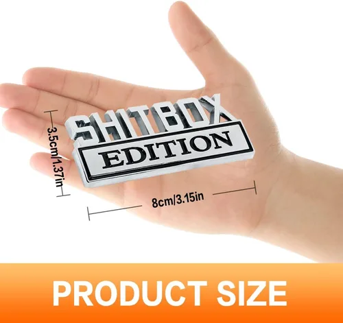 Miniatura 6 de Paquete de 2 Emblemas Edición Shitbox, Adhesivo 3D para Coche, Emblema Personalizado 3D, Adhesivo para Guardabarros, Placa de Identificación 3D