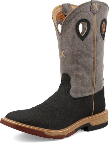 Miniatura 12 de Twisted X mens 12" Pull on Soft Toe Western Work Boot Taupe & Bomber