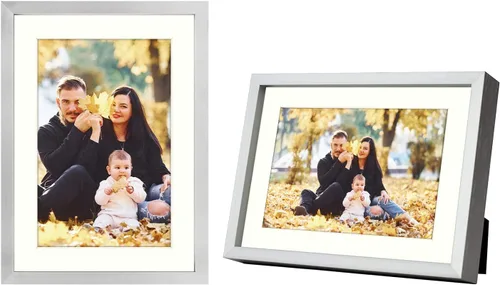 Miniatura 10 de Frametory, Marcos de aluminio de 5 x 7 con paspartú para fotos de 4 x 6 pulgadas, cristal real, retrato/paisaje, formatos horizontales y verticales
