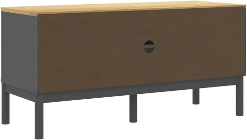 Miniatura 7 de vidaXL Mueble de TV Floro – Mueble de TV de madera de pino macizo gris – 44.9 x 16.9 x 21.7 pulgadas para televisores de 51 a 60.1 pulgadas – Unidad
