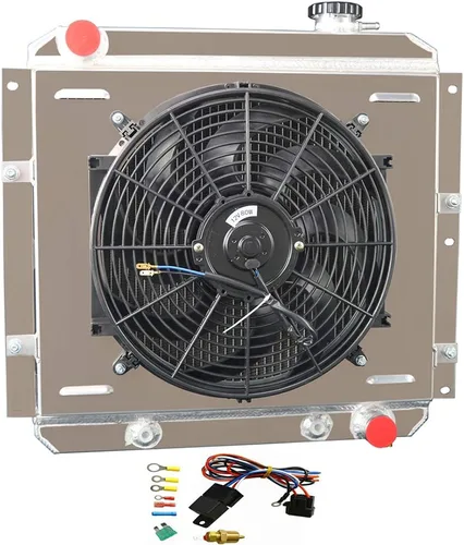 ALLOYWORKS Radiador de aluminio de 3 hileras+ventilador de cubierta+relé para Toyota Land Cruiser FJ40 FJ45 3.9/4.2L gasolina EE. UU | Full aluminum