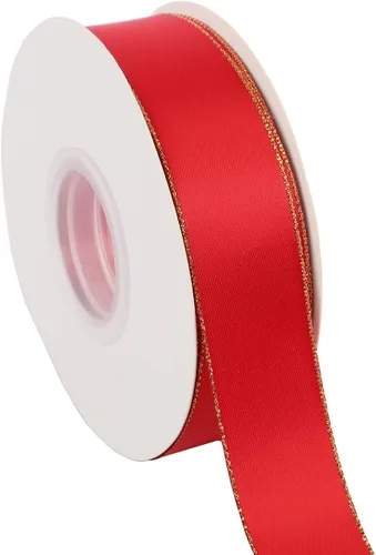 Miniatura 5 de ITIsparkle Cinta de satén de doble cara de 1 pulgada de 25 yardas con bordes dorados, 1 pulgada x 25 yardas - naranja otoñal