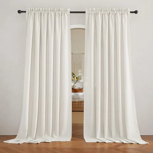 Miniatura 91 de RYB HOME Cortinas extralargas de 108 pulgadas de largo, transpirables con bolsillo para barra, cortinas traslúcidas blancas para sala de estar