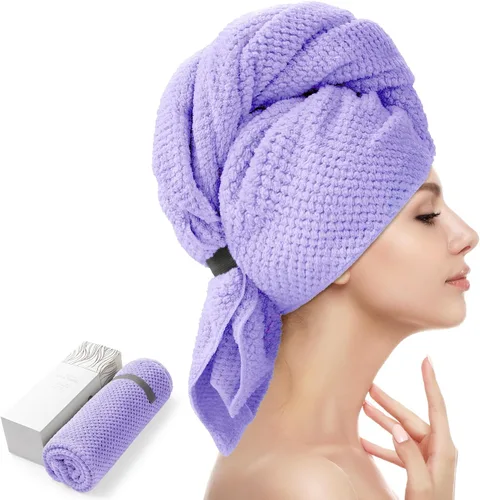 Miniatura 9 de YFONG Toalla Envolvente Grande para Cabello para Mujeres, Toalla de Cabello de Microfibra Súper Absorbente para Cabello Rizado, Turbantes de Cabello
