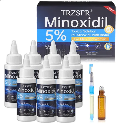 Minoxidil - 5% para hombres y mujeres con aplicador de rodillo y bolígrafos aplicadores de precisión, solución tópica extra fuerte para el
