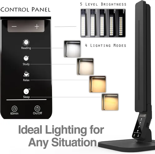 Miniatura 3 de Lampat Dimmable LED Desk Lamp, 4 Lighting Modes (Reading/Studying/Relaxation/Bedtime), 5-Level Dimmer, Touch-Sensitive Control Panel, 1-Hour Auto