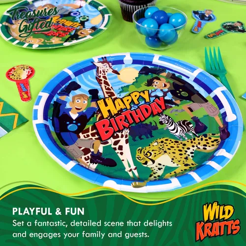 Miniatura 4 de Treasures Gifted Platos de cena Wild Kratts con licencia oficial de 16 unidades – Platos de fiesta Wild Kratts de 9 pulgadas – Suministros de fiesta