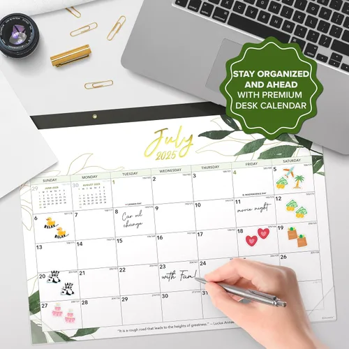 Miniatura 6 de Decorably Calendario de escritorio estético de 18 meses de vegetación dorada 2025-2026 de julio de 2025 a diciembre de 2026, calendario