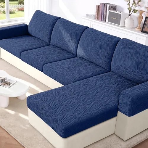 Miniatura 13 de VANSOFY Fundas de cojín para sofá seccional, Fundas de cojín de sofá de jacquard elásticas, Fundas protectoras lavables para muebles de sofá