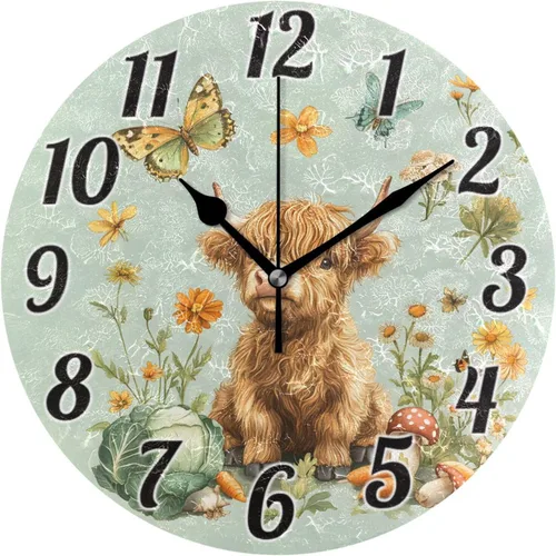 Miniatura 37 de Reloj de pared con mariposas moradas, silencioso, funciona con pilas, floral, sin tictac, decorativo, reloj analógico de cuarzo redondo de 9.5 A01