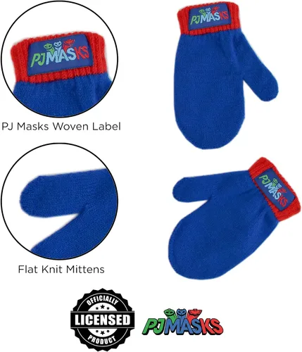 Miniatura 12 de PJ Masks Conjunto de gorro y mitones de invierno para niños, gorro para niños pequeños