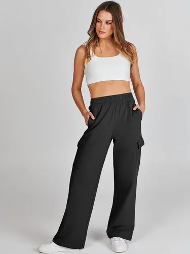 Miniatura 6 de ANRABESS Pantalones deportivos tipo cargo para mujer, casuales, holgados, de forro polar, de cintura alta, pantalones atléticos para descansar