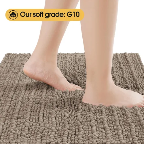 Miniatura 3 de ACCUMTEK - Juego de 2 alfombras de baño de lujo en color beige de 32"x20"+24"x17", alfombras de baño ultra suaves y gruesas absorbentes, alfombra