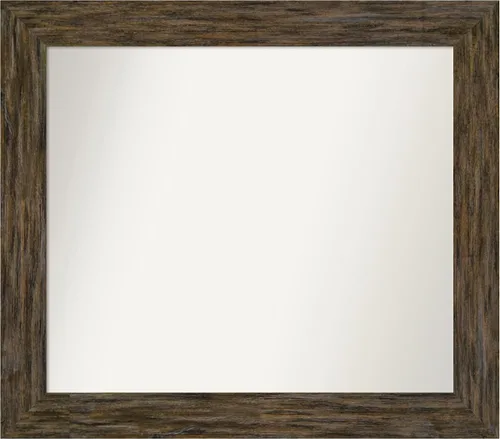 Miniatura 40 de Amanti Art Espejo personalizado, espejo de baño marrón Fencepost, espejo de pared o espejo de tocador de baño sobre el fregadero (27 x 27 pulgadas)