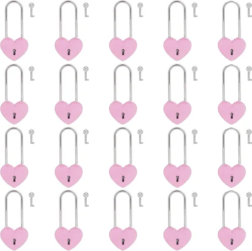 Miniatura 8 de Love Lock - Candado de corazón, 1.969 in, 3.5 pulgadas, pintura de goma, color rojo, con llave para valla, puente, amantes, boda, aniversario