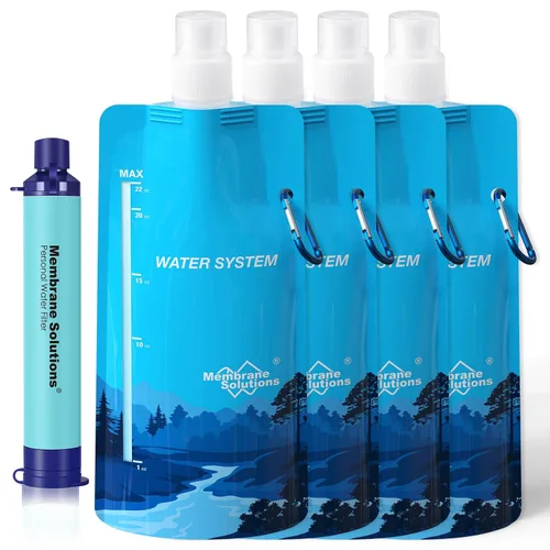 Miniatura 10 de Membrane Solutions - Sistema exprimible de filtración de agua, kit de purificador de agua de supervivencia, equipo portátil para hacer senderismo