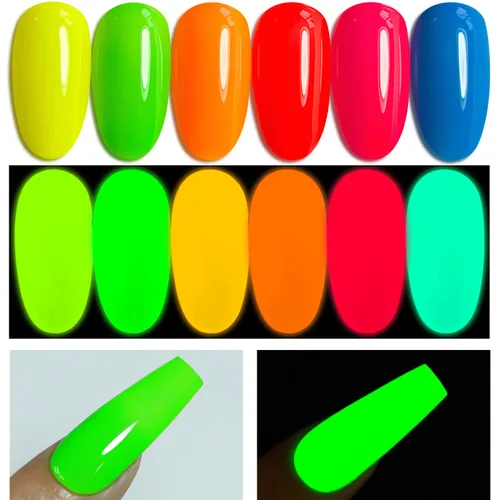 Double Rhythm - Juego de esmaltes de uñas de gel de 6 colores Baby Light Pastel Milky, kit de iniciación para arte, bricolaje, salón, hogar (neón