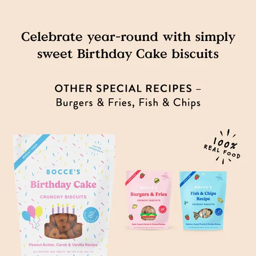Miniatura 4 de Bocce's Bakery Golosinas de Pastel de Cumpleaños para Perros - Edición Especial de Golosinas para Perros Sin Trigo, Hechas con Ingredientes Reales