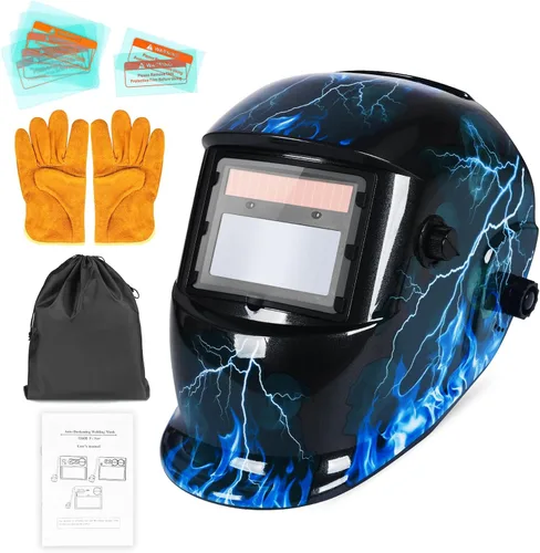 Casco de soldadura con oscurecimiento automático de color real con capucha con rango de sombra ajustable 4/9-13 para máscara de soldador de arco