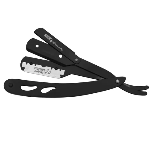 Miniatura 3 de Cuchilla de afeitar G4 de acero inoxidable con borde recto para afeitar, cuchillas reemplazables (negro)