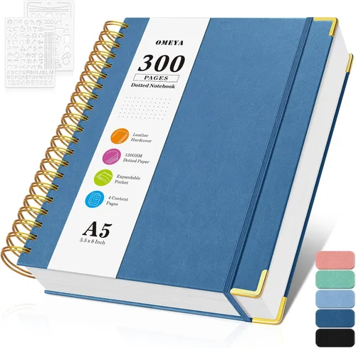 Miniatura 11 de Cuaderno de viñetas con espiral, diario de 300 páginas de cuero con contenido, cuadernos de 120 g/m² de papel grueso que no deja pasar la tinta