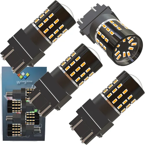 Miniatura 10 de BAU15S PY21W 1156PY 7507 7510 9507 Bombillas LED súper brillantes color amarillo ámbar de 54 SMD 3014 12V-24V para indicadores de posición, luz
