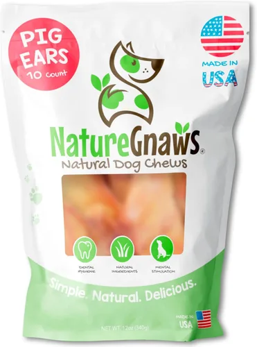 Miniatura 9 de Nature Gnaws Orejas de cerdo para perros (8 unidades) – Gruesas de larga duración para masticadores agresivos y perros grandes – Huesos naturales