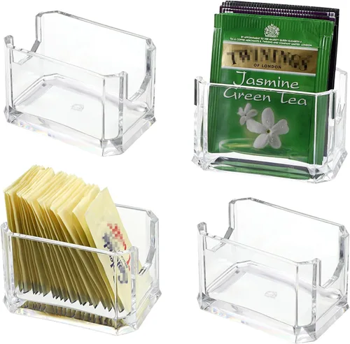 Miniatura 9 de ELLDOO Juego de 4 soportes para paquetes de azúcar, azucarero acrílico para restaurante, organizador de bolsas de té, soporte para paquetes