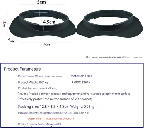 Miniatura 8 de Miopía Gafas Espaciador Anillos Marcos para Meta Quest 3 VR Auricular Lente Resistente A Los Arañazos Protector Miopía Gafas Parachoques