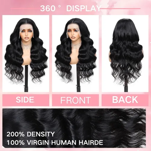 Miniatura 2 de MAKATI Pelucas de cabello humano ondulado de 22 pulgadas con encaje frontal transparente HD de 22 pulgadas, densidad 200, para mujeres negras, sin