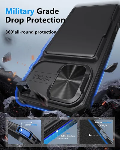 Miniatura 5 de ATATOO Funda para iPhone 16 con tarjetero (almacena 3-5 tarjetas) [bloqueo RFID] y funda para cámara deslizante, protección de grado militar, funda