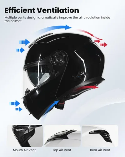 Miniatura 4 de ILM 159BT - Casco modular de motocicleta Bluetooth para 2-3 conductores, intercomunicador, cara completa, casco abatible DOT con máscara facial