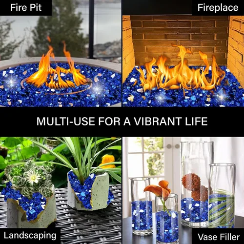 Miniatura 44 de NUPICK Vidrio de Fuego de 5 Libras, Vidrio Brillante para Fogata de 1/2 Pulgada, Roca de Vidrio Templado para Fogata para Propano o Gas Natural