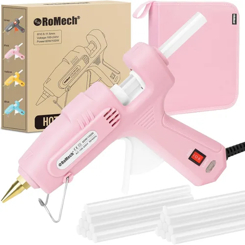 Miniatura 14 de ROMECH Pistola de pegamento caliente de tamaño completo con 60/100 W de doble potencia y 21 barras de pegamento caliente (7/16 pulgadas), Amarillo
