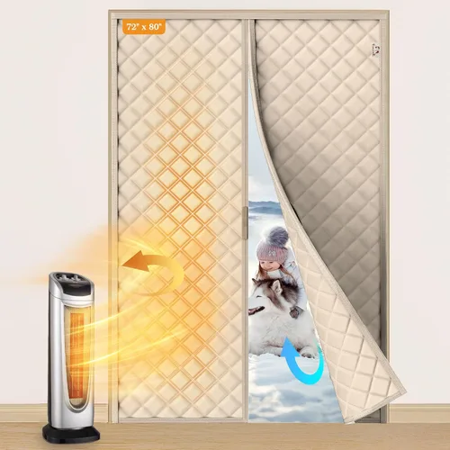 Miniatura 33 de Yotache Cortina Magnética con Aislamiento Térmico para Puertas de 60 x 80 pulgadas, Tamaño de la Cortina de 62" x 82" Material Oxford Resistente a