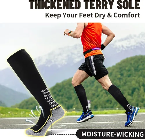 Miniatura 5 de 3 pares de calcetines de fútbol de agarre para hombre, acolchados, antideslizantes, para fútbol, baloncesto, deportes, hasta la rodilla, calcetines