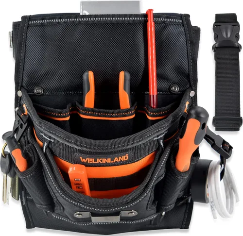 WELKINLAND Bolsa de herramientas para electricista de 10 bolsillos con clip para cinturón, bolsa de herramientas para electricistas, bolsas de