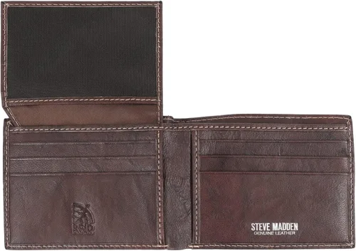 Miniatura 2 de Steve Madden Cartera RFID de cuero para hombre con capacidad adicional y bolsillo abatible