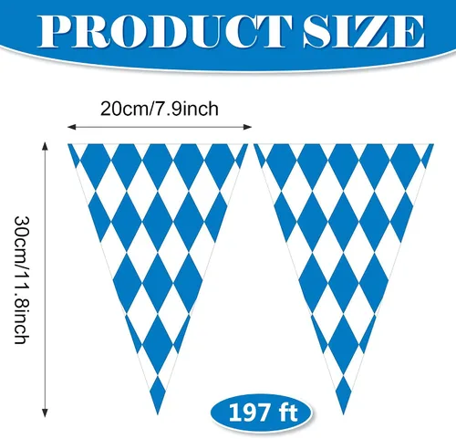 Miniatura 2 de Alpurple Bandera bávara del Oktoberfest de 197 pies – 6 paquetes de banderines para decoraciones de fiestas temáticas alemanas