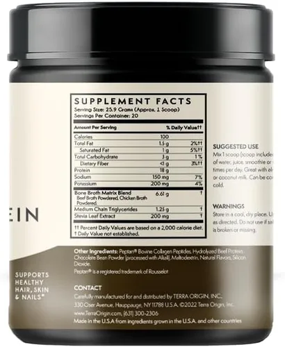 Miniatura 3 de TERRA ORIGIN Polvo de péptidos de colágeno Caldo de huesos Suplemento de proteína de colágeno hidrolizado tipo I y III para mujeres y hombres