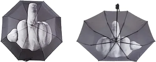 Miniatura 4 de Paraguas creativo de dedo medio Paraguas plegable compacto de viaje, divertido paraguas no automático para sol y lluvia