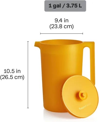 Miniatura 3 de Jarra Tupperware Impressions Classic Sheer de 1 galón con tapa en papaya, apta para lavavajillas y sin BPA, sin derrames, jarra de plástico