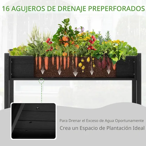 Miniatura 6 de LUE BONA Cama de jardín elevada con herramientas, 45 x 18 x 29 pulgadas, jardinera elevada de polietileno con patas y estante de almacenamiento