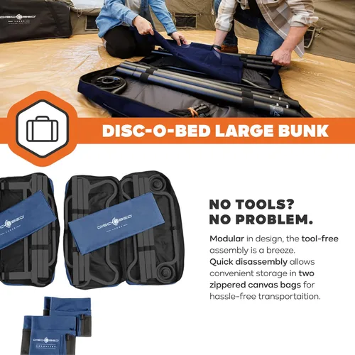 Miniatura 5 de Disc-O-Bed Gran banco convertible para exterior de 2 personas y cuna de camping doble para adultos, sistema de literas portátil, negro