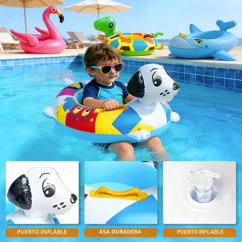 Miniatura 4 de 4 Pack Inflatable Pool Floats for Toddler Age 3-7 Animal Swim Tube Rings for Kids Infant Baby Ride on Beach Floaties with Safety Seat&Handle for