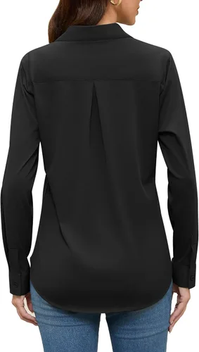 Miniatura 5 de Camisas sin planchado y sin arrugas para mujer, con botones, de manga larga, de seda de morera, blusas casuales para el trabajo