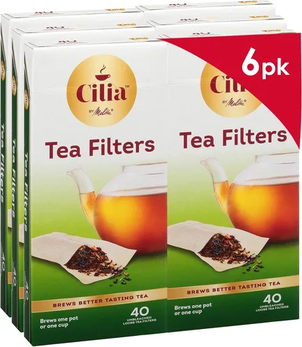 Cilia by Melitta - Filtros de té, color blanco, 40 unidades (paquete de 6), 240 filtros totales, el embalaje puede variar