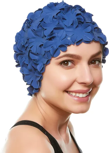 Miniatura 33 de BeeMo Gorro de Natación de Látex para Mujeres - Gorro de Natación de Goma - Suave Cómodo Elástico Elegante Diseño de Corte Bajo Protege el Cabello