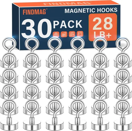 Miniatura 8 de FINDMAG Ganchos Magnéticos, Imanes Fuertes de 110 lbs para Trabajo Pesado, Ganchos de Metal para Paredes de Cruceros, Imanes para Puertas de Crucero
