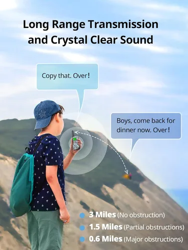Miniatura 2 de Inspireyes Walkie Talkies para niños recargables, juguetes para niños y niñas de 3 a 12 años, paquete de 2 radios bidireccionales de largo alcance